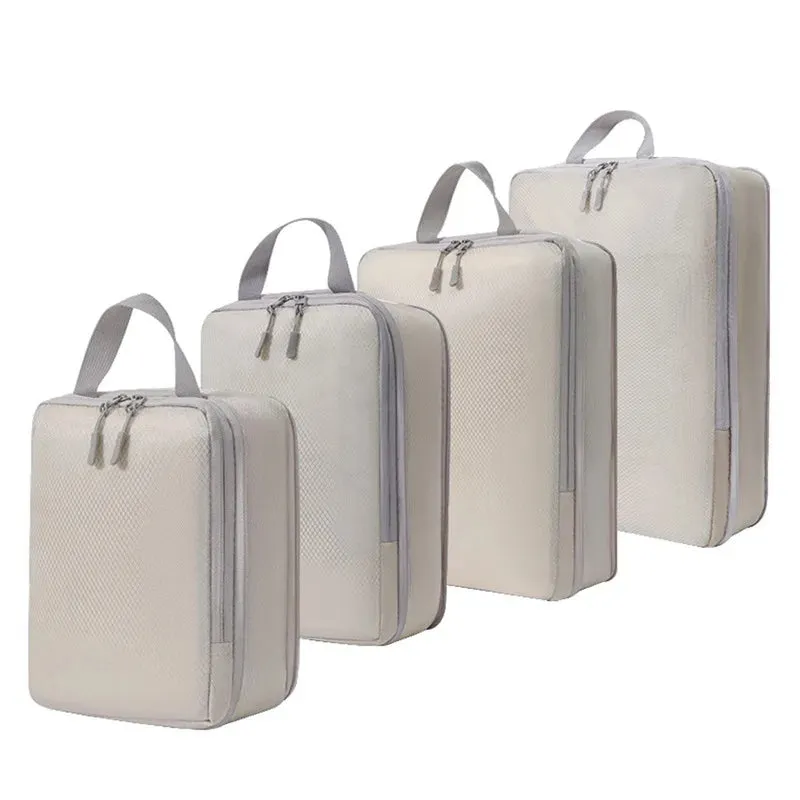 4-Piece Travel Compression Packing Cubes Set – Waterproof Luggage Organizer Bags for Clothes & Accessories