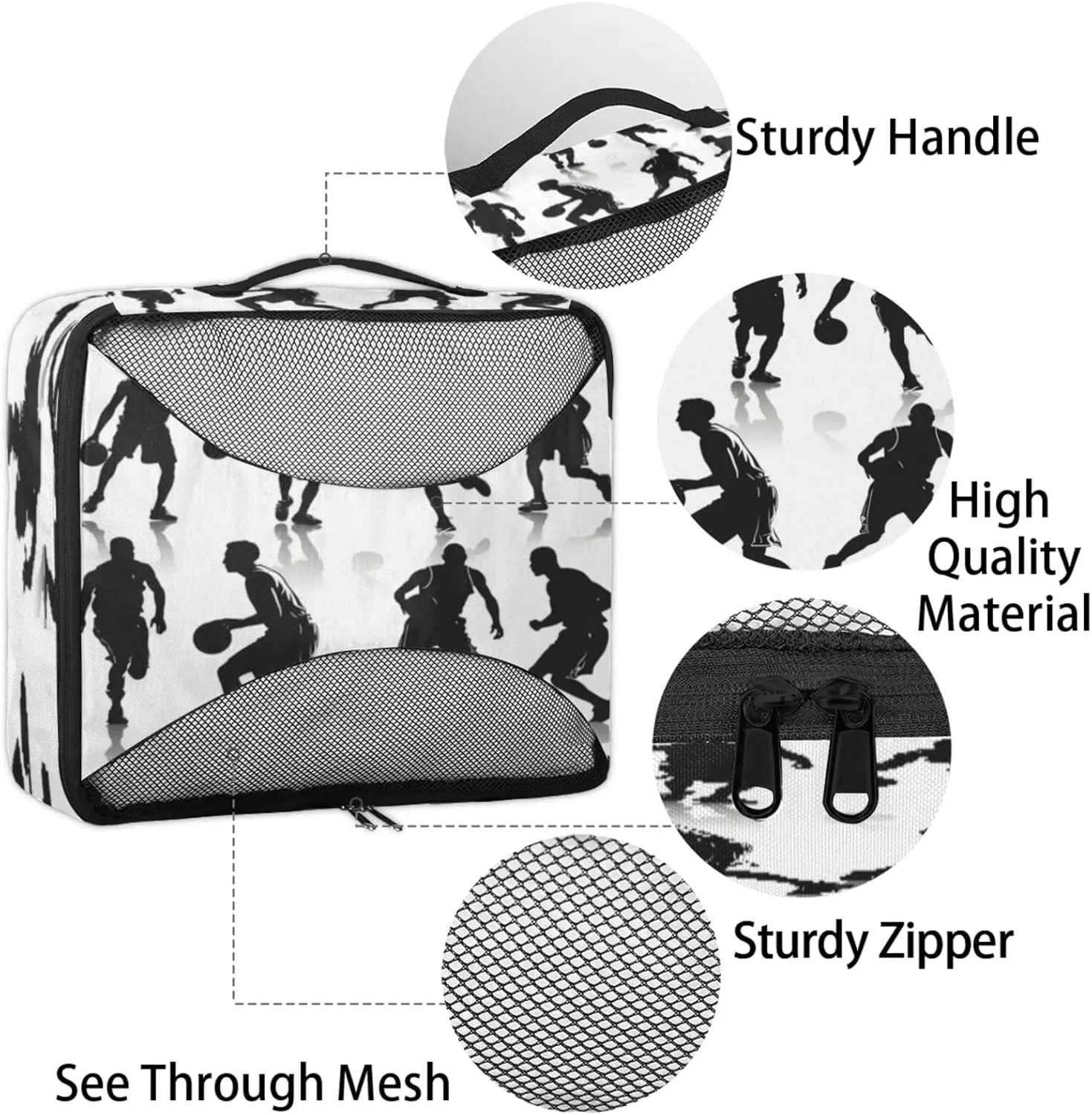 4 Set Packing Cubes for Travel, Basketball Packing Cubes for Women, Travel Luggage Packing Organizers, Packing Cube Set, Basketball Players