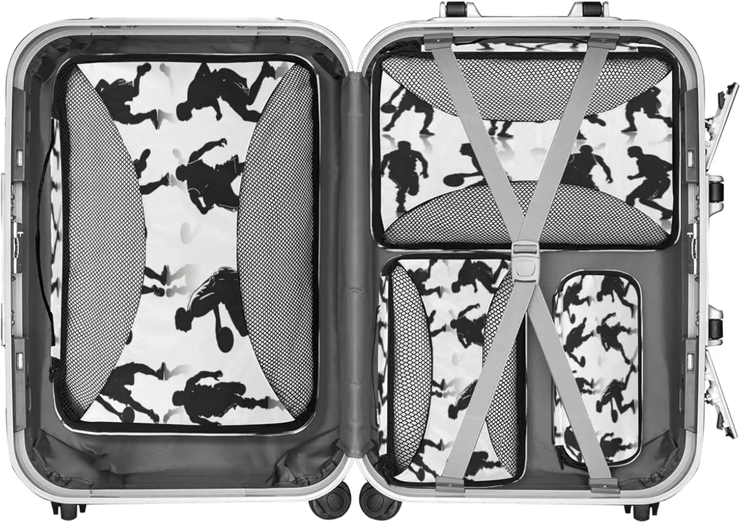 4 Set Packing Cubes for Travel, Basketball Packing Cubes for Women, Travel Luggage Packing Organizers, Packing Cube Set, Basketball Players