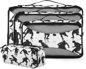 4 Set Packing Cubes for Travel, Basketball Packing Cubes for Women, Travel Luggage Packing Organizers, Packing Cube Set, Basketball Players