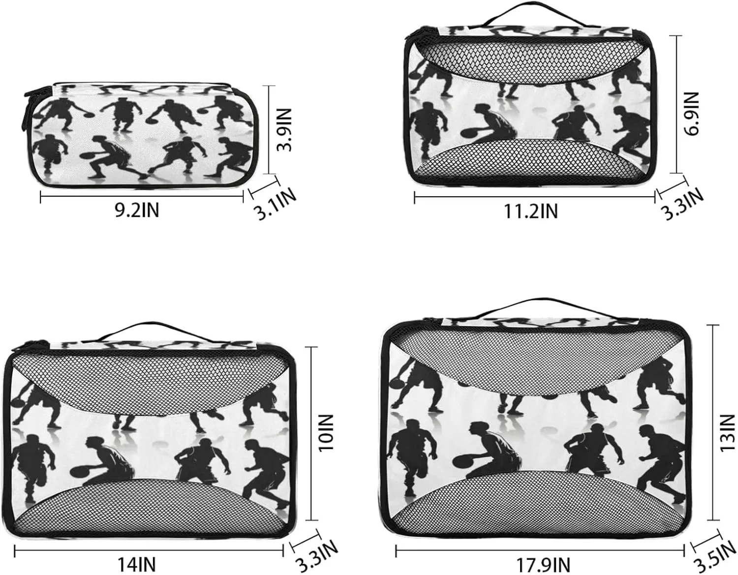 4 Set Packing Cubes for Travel, Basketball Packing Cubes for Women, Travel Luggage Packing Organizers, Packing Cube Set, Basketball Players