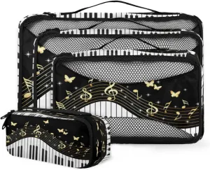4 Set Packing Cubes for Travel, Piano Keys Packing Cubes for Women, Travel Luggage Packing Organizers, Packing Cube Set,
