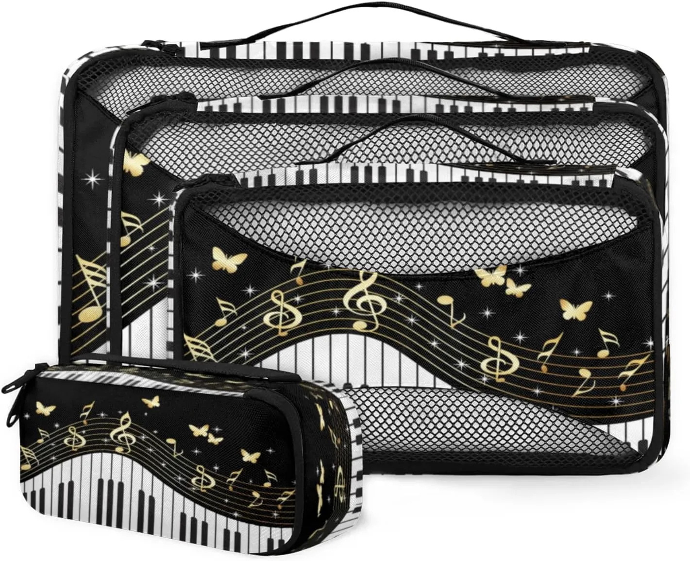 4 Set Packing Cubes for Travel, Piano Keys Packing Cubes for Women, Travel Luggage Packing Organizers, Packing Cube Set,