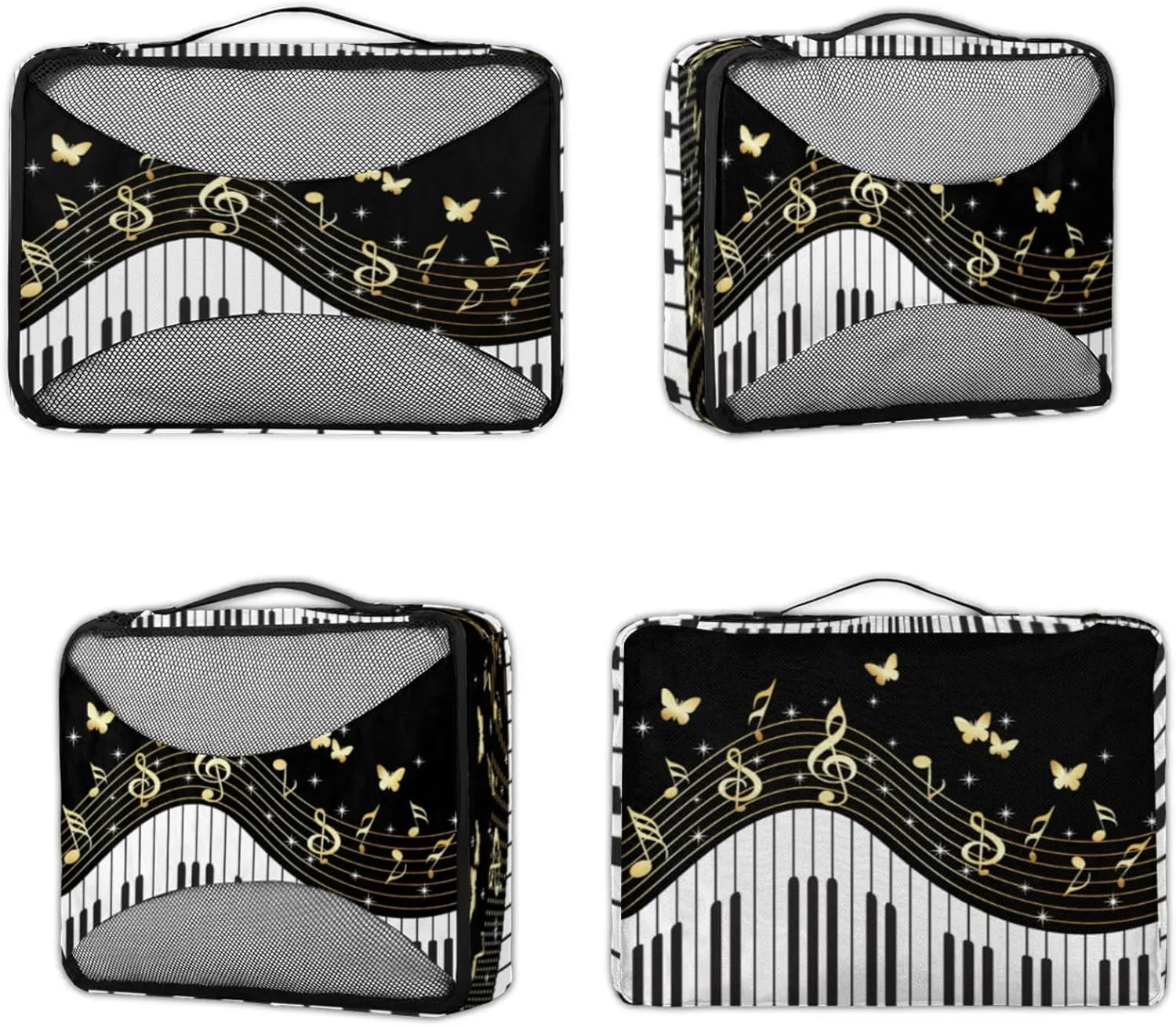 4 Set Packing Cubes for Travel, Piano Keys Packing Cubes for Women, Travel Luggage Packing Organizers, Packing Cube Set,