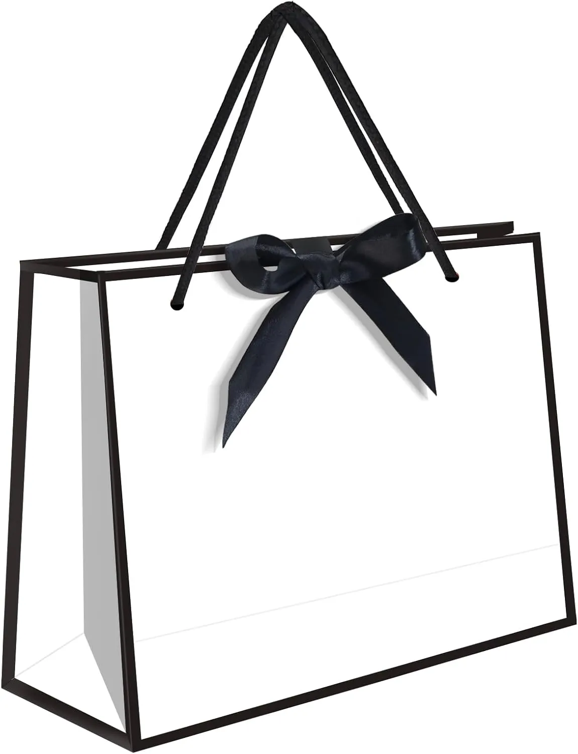 5 | 12 | 25 | 50 Pack Gift Bag with Bow Ribbon Horizontal Paper Gift Bags Bulk for Women Men,with Handles for Birthday Wedding Bridesmaid Party Favor Shopping Retail Gift Sacks (White, 11x4x8 Inch (Pack of 25))
