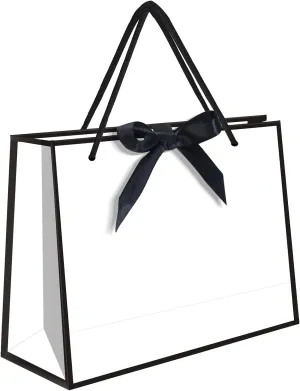 5 | 12 | 25 | 50 Pack Gift Bag with Bow Ribbon Horizontal Paper Gift Bags Bulk for Women Men,with Handles for Birthday Wedding Bridesmaid Party Favor Shopping Retail Gift Sacks (White, 11x4x8 Inch (Pack of 25))