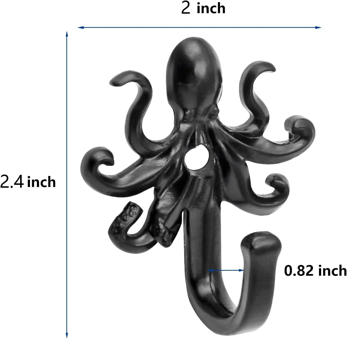 5 Pack Coat Hooks Wall Hooks, Octopus Decorative Wall Mounted Hooks Rustic Metal Hanger for Towel, Key Holder, Hanging Coats, Scarves, Bags, Purses, Backpacks Home Decor (Octopus)