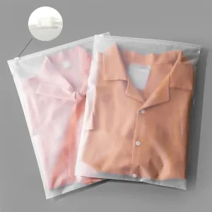 50Pcs 12x14 Inch Frosted Zipper Poly Bags for Clothing Plastic Packaging Bags for Small Businesses or Travel Storage, Clear Apparel Bag for Shirts Dress Sweater Socks Underwear| No Vent Holes