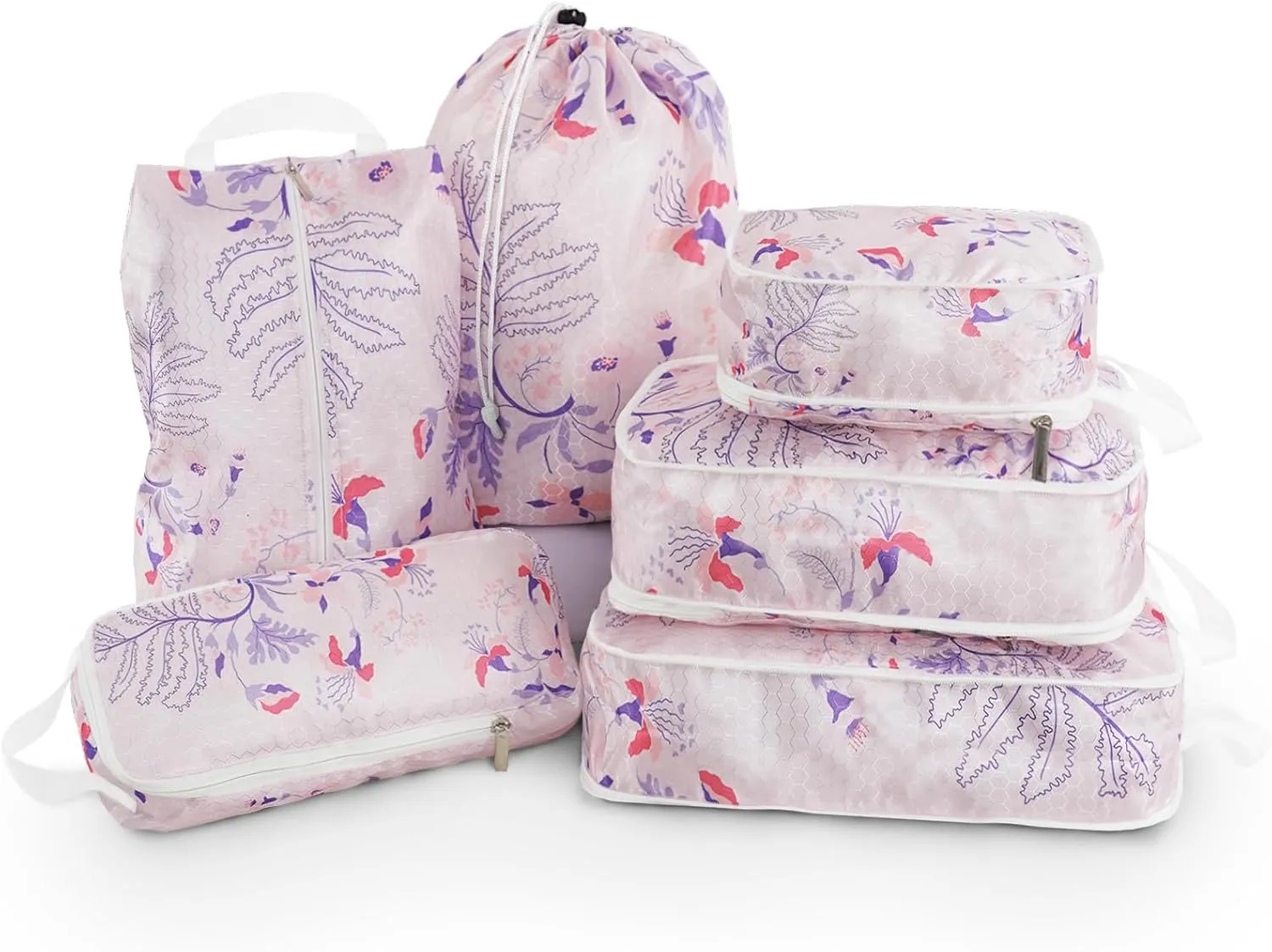 6 Pcs Compression Packing Cubes Travel for Suitcases, Luggage Organizer Nylon Washable Storage Bags Set - Packaging Cubes for Backpack Travel Perfect for Women Clothes Carry-Ons and Storage