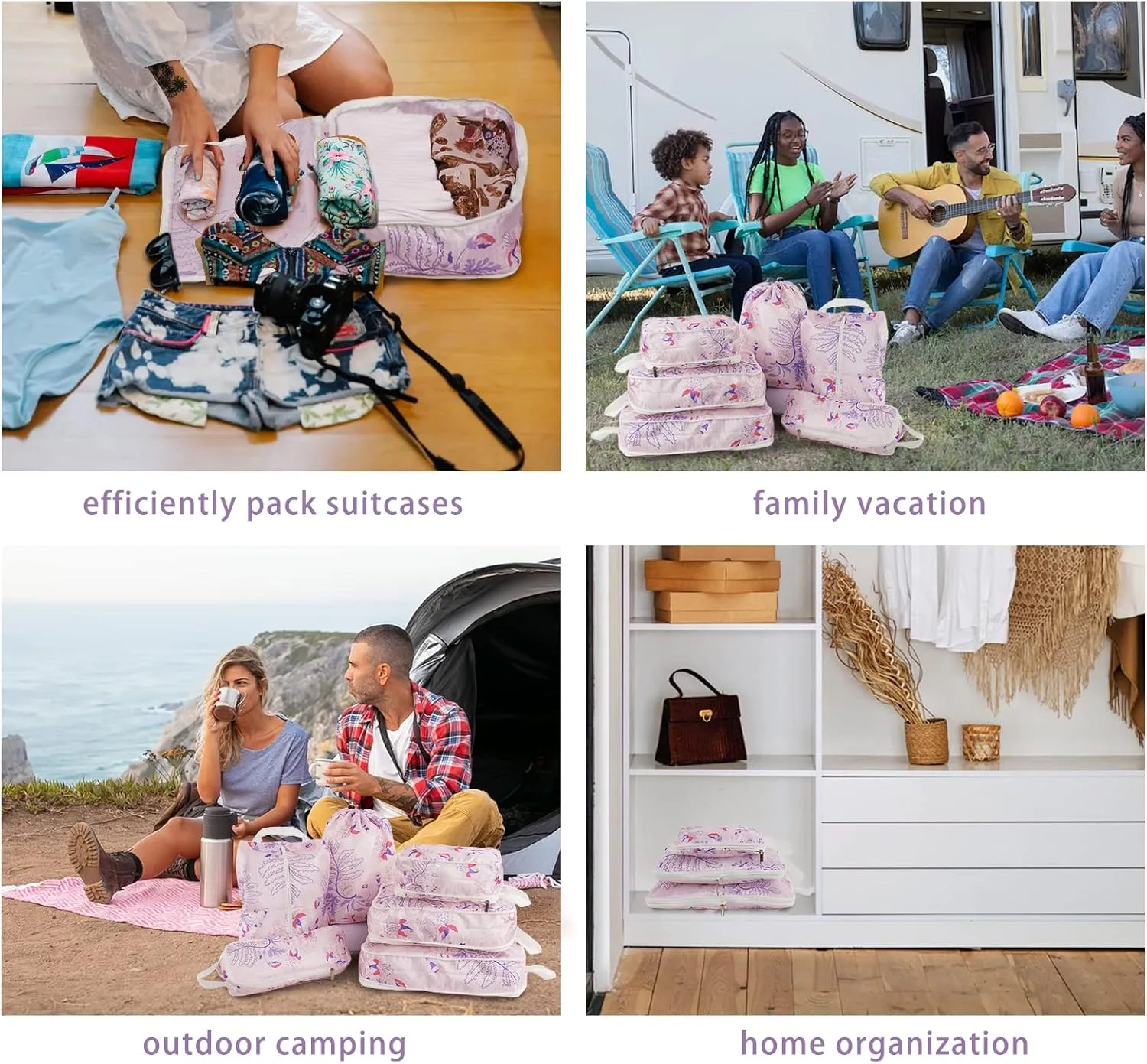 6 Pcs Compression Packing Cubes Travel for Suitcases, Luggage Organizer Nylon Washable Storage Bags Set - Packaging Cubes for Backpack Travel Perfect for Women Clothes Carry-Ons and Storage