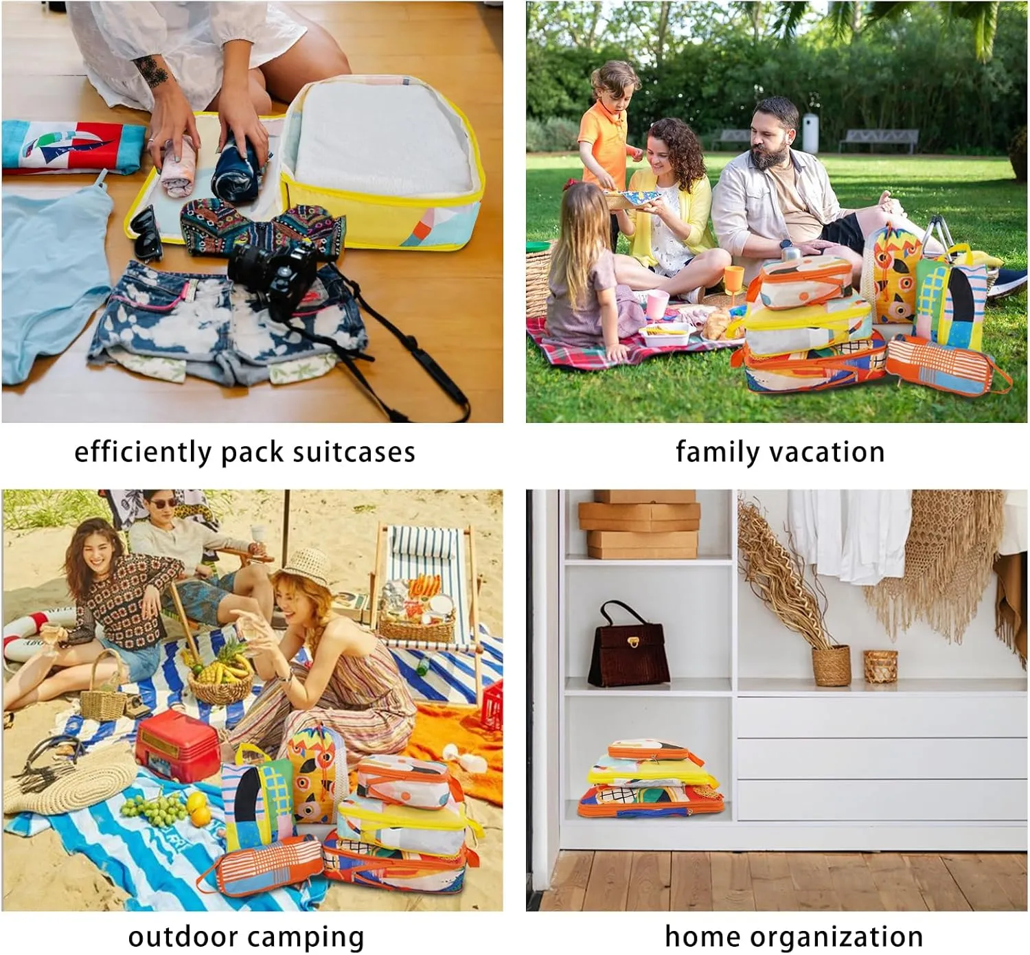 6 Pcs Compression Packing Cubes Travel for Suitcases, Waterproof Luggage Organizer Washable Storage Bags Set - Packaging Cubes for Backpack Travel Perfect for Carry-Ons and Storage