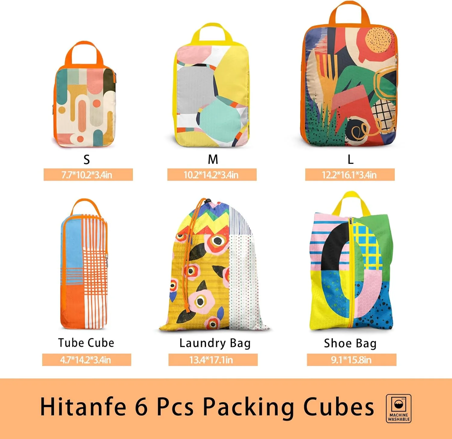 6 Pcs Compression Packing Cubes Travel for Suitcases, Waterproof Luggage Organizer Washable Storage Bags Set - Packaging Cubes for Backpack Travel Perfect for Carry-Ons and Storage