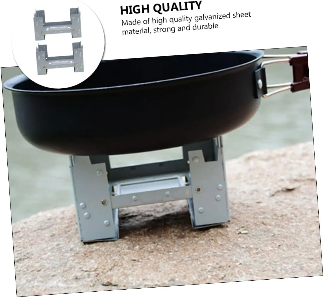 6 Pcs Folding Stove Burnerket Mini Camp Camping Foldable Backpacfolding Wood Burning Stove/Sier/9.8 * 7.5Cm
