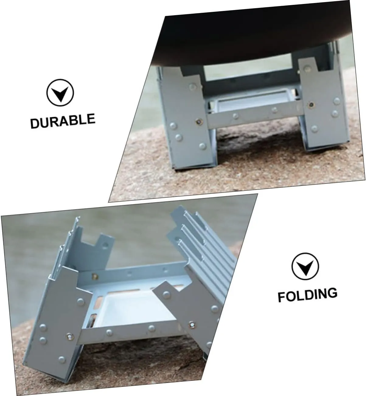 6 Pcs Folding Stove Burnerket Mini Camp Camping Foldable Backpacfolding Wood Burning Stove/Sier/9.8 * 7.5Cm