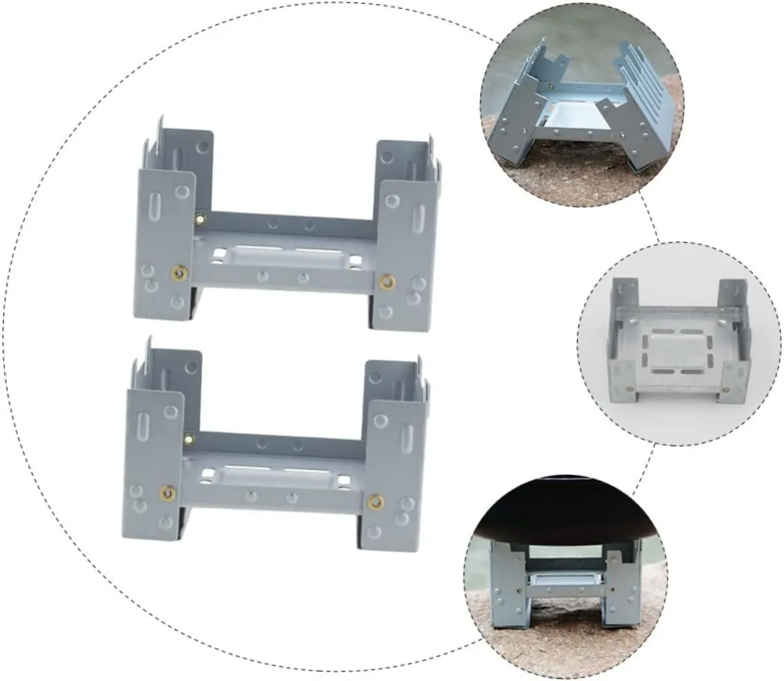 6 Pcs Folding Stove Burnerket Mini Camp Camping Foldable Backpacfolding Wood Burning Stove/Sier/9.8 * 7.5Cm