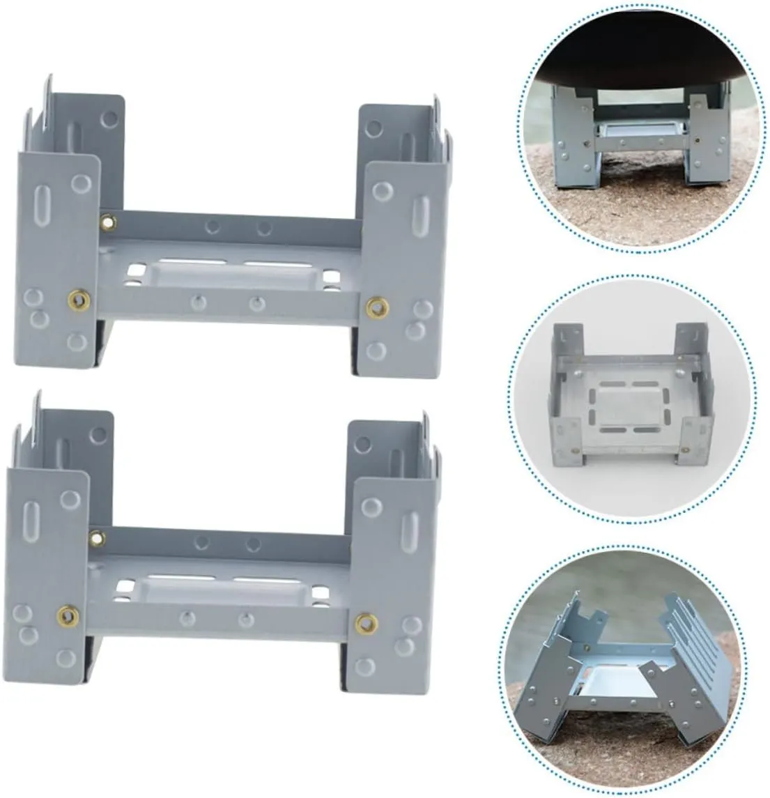 6 Pcs Folding Stove Mini Camp Camping Foldable Backpacfolding Wood Burning Burnerket Stove/Sier/9.8 * 7.5Cm