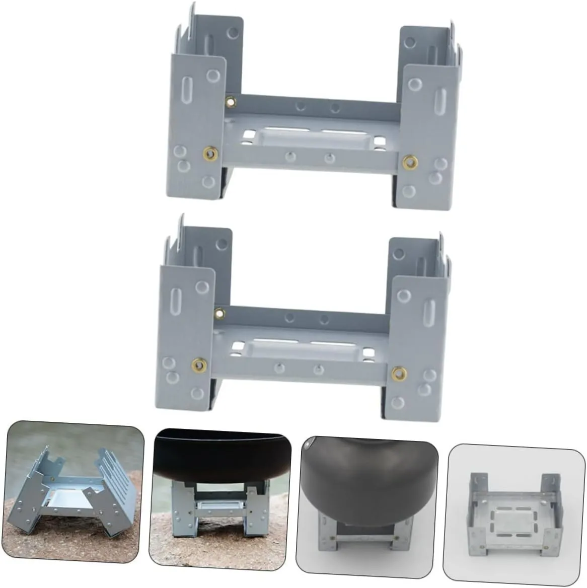 6 Pcs Folding Stove Mini Camp Camping Foldable Backpacfolding Wood Burning Burnerket Stove/Sier/9.8 * 7.5Cm