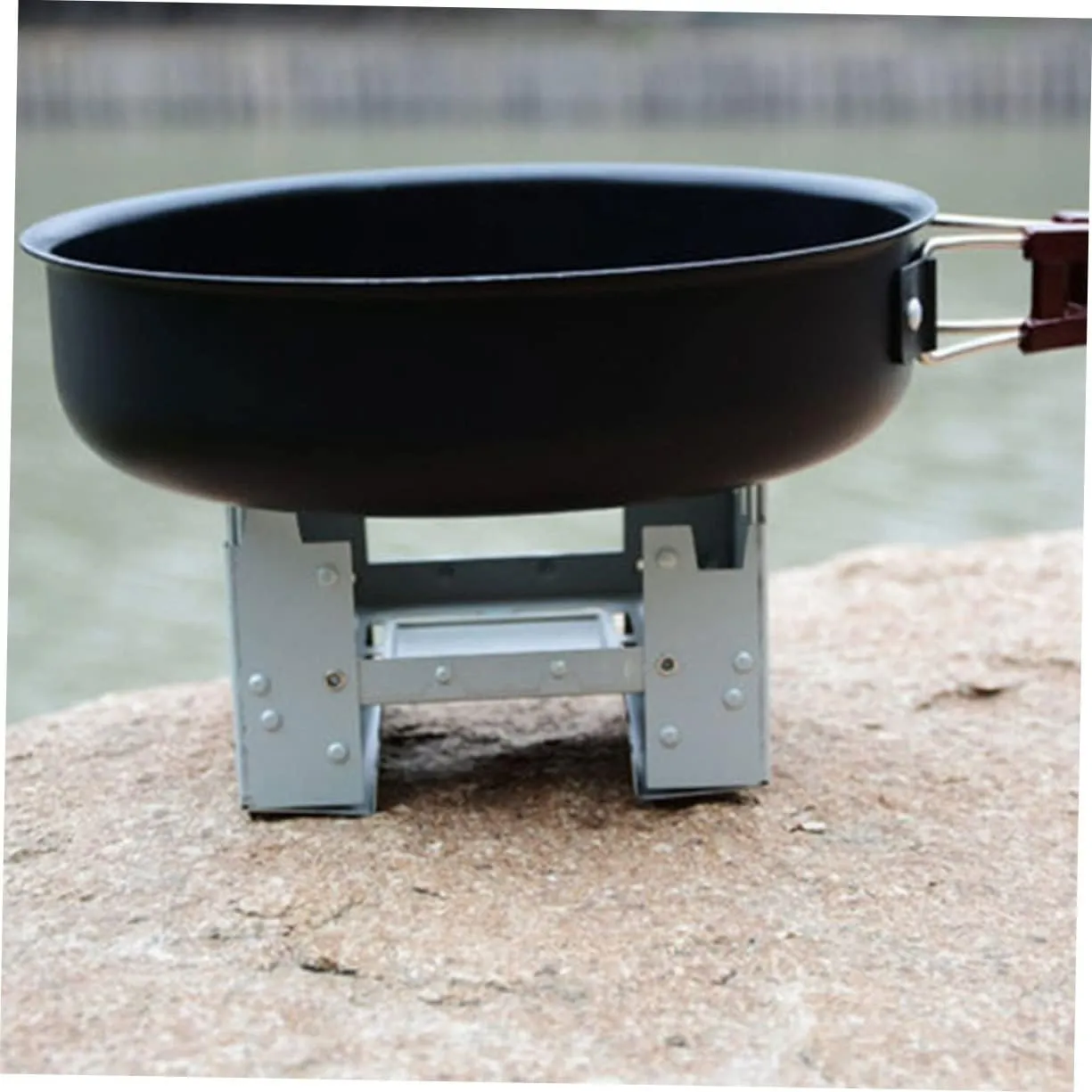 6 Pcs Folding Stove Mini Camp Camping Foldable Backpacfolding Wood Burning Burnerket Stove/Sier/9.8 * 7.5Cm