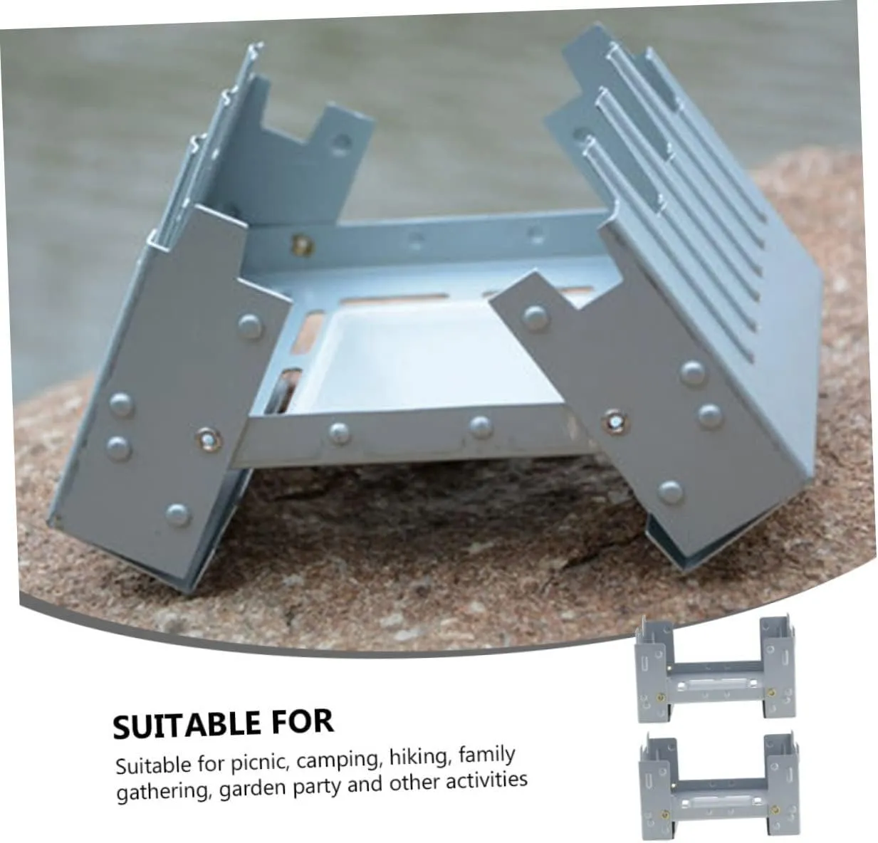 6 Pcs Folding Stove Mini Camp Camping Foldable Backpacfolding Wood Burning Burnerket Stove/Sier/9.8 * 7.5Cm