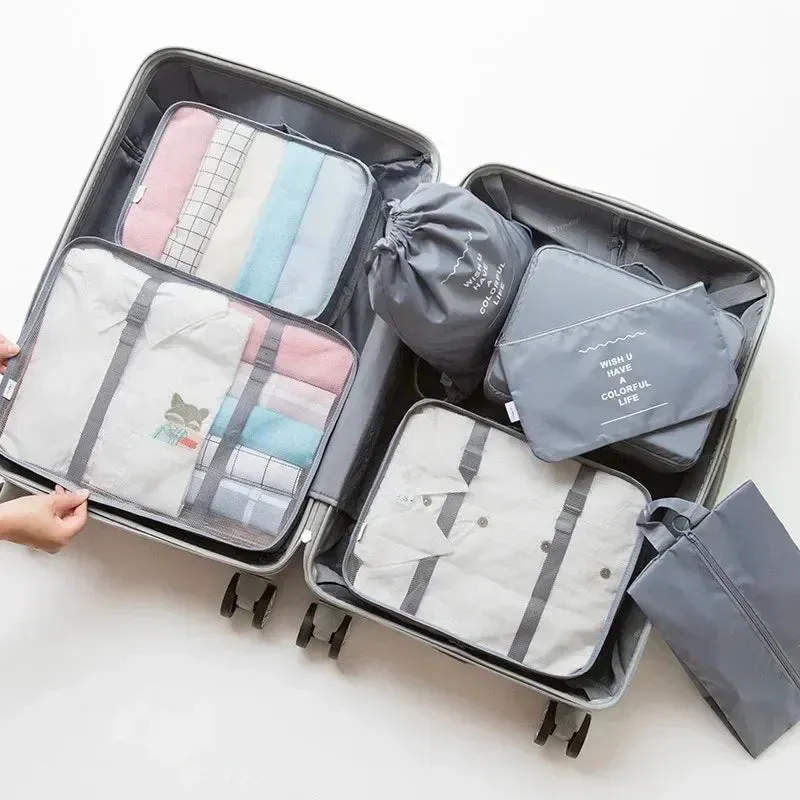 7-Piece Travel Organizer Set – Luggage Packing Cubes & Storage Bags for Clothes, Shoes & Accessories