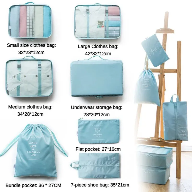 7-Piece Travel Organizer Set – Luggage Packing Cubes & Storage Bags for Clothes, Shoes & Accessories