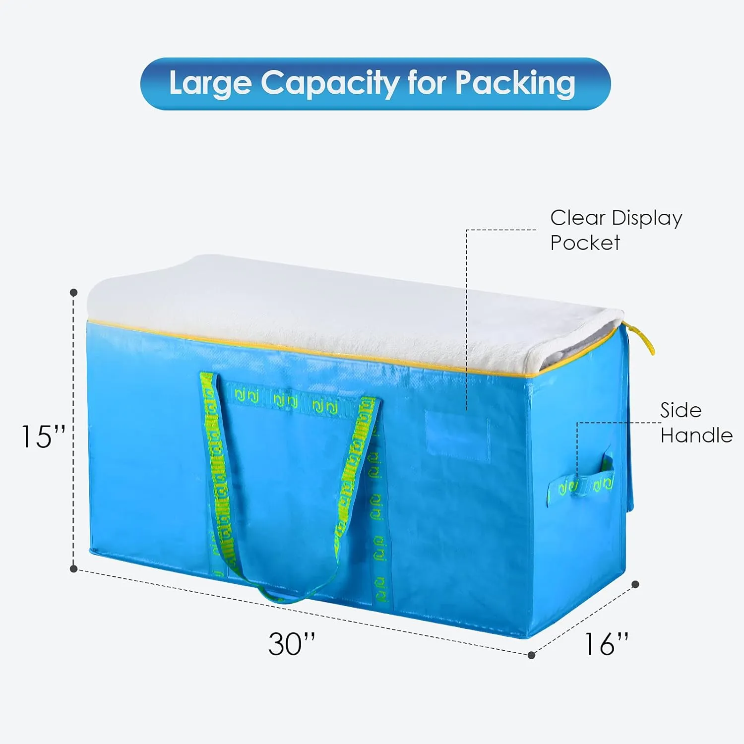 8Pack Extra Large Heavy Duty Moving Bags,Storage Bags with Handles for Packing Large Totes,Waterproof Oversized Organizers,Reinforced Puncture Resistance and Strong Zipper Pulls,Alternative Moving Box