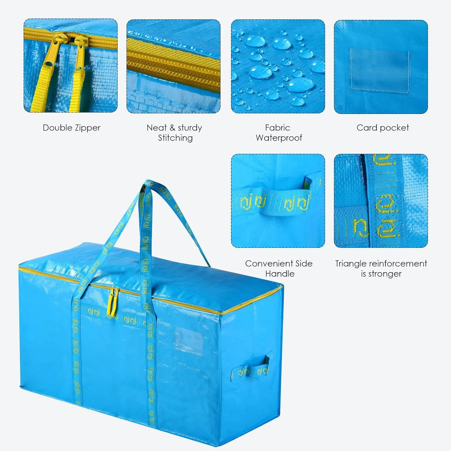 8Pack Extra Large Heavy Duty Moving Bags,Storage Bags with Handles for Packing Large Totes,Waterproof Oversized Organizers,Reinforced Puncture Resistance and Strong Zipper Pulls,Alternative Moving Box