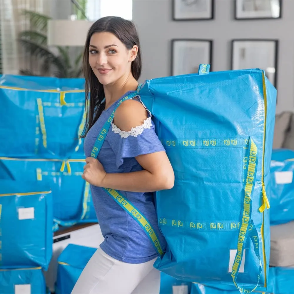 8Pack Extra Large Heavy Duty Moving Bags,Storage Bags with Handles for Packing Large Totes,Waterproof Oversized Organizers,Reinforced Puncture Resistance and Strong Zipper Pulls,Alternative Moving Box