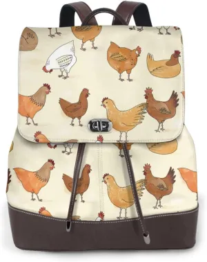A Brood Of Chickens Backpack Purse for Women Men Large Womens Backpack Leather Travel Casual Daypack Fashion Backpack Purse Designer Ladies Shoulder Bags