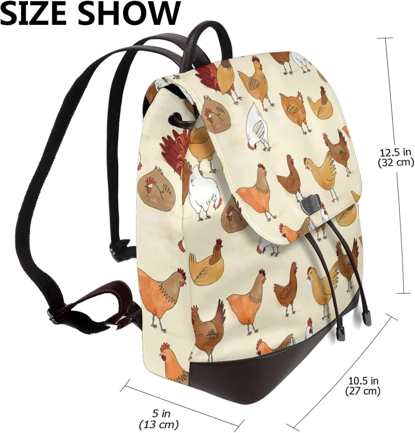 A Brood Of Chickens Backpack Purse for Women Men Large Womens Backpack Leather Travel Casual Daypack Fashion Backpack Purse Designer Ladies Shoulder Bags