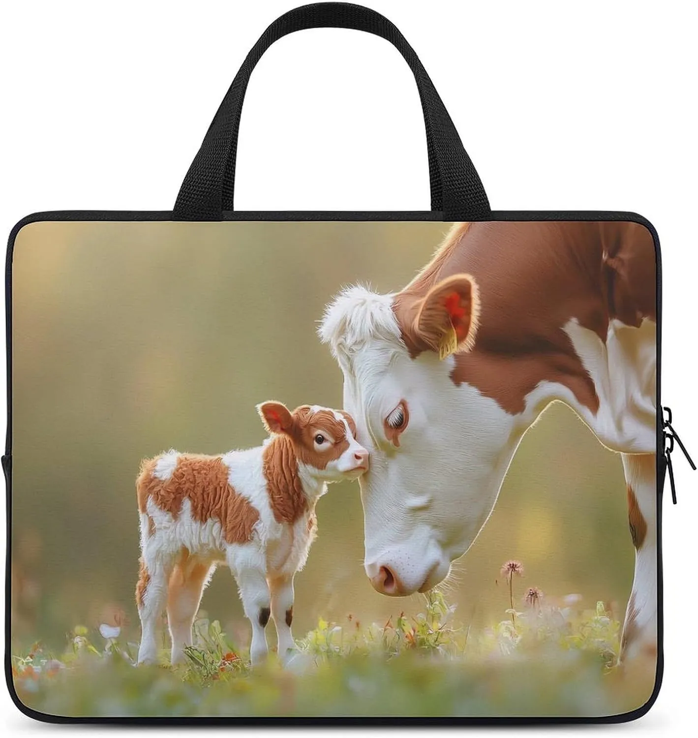 A Cute Calf And Its Mother Laptop Sleeve Bag Computer Carrying Case Laptops Protective Cover for Travel Business