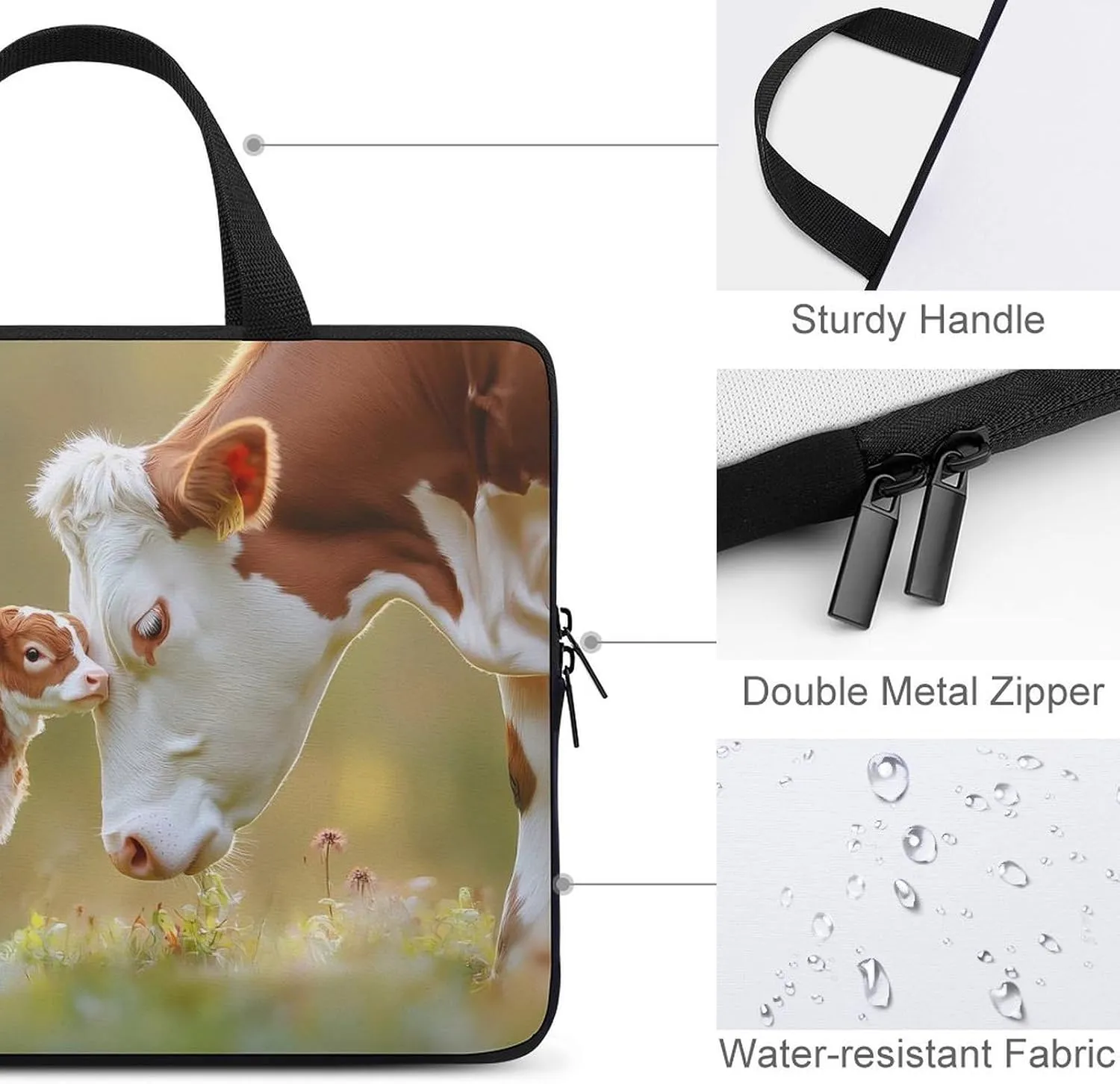 A Cute Calf And Its Mother Laptop Sleeve Bag Computer Carrying Case Laptops Protective Cover for Travel Business