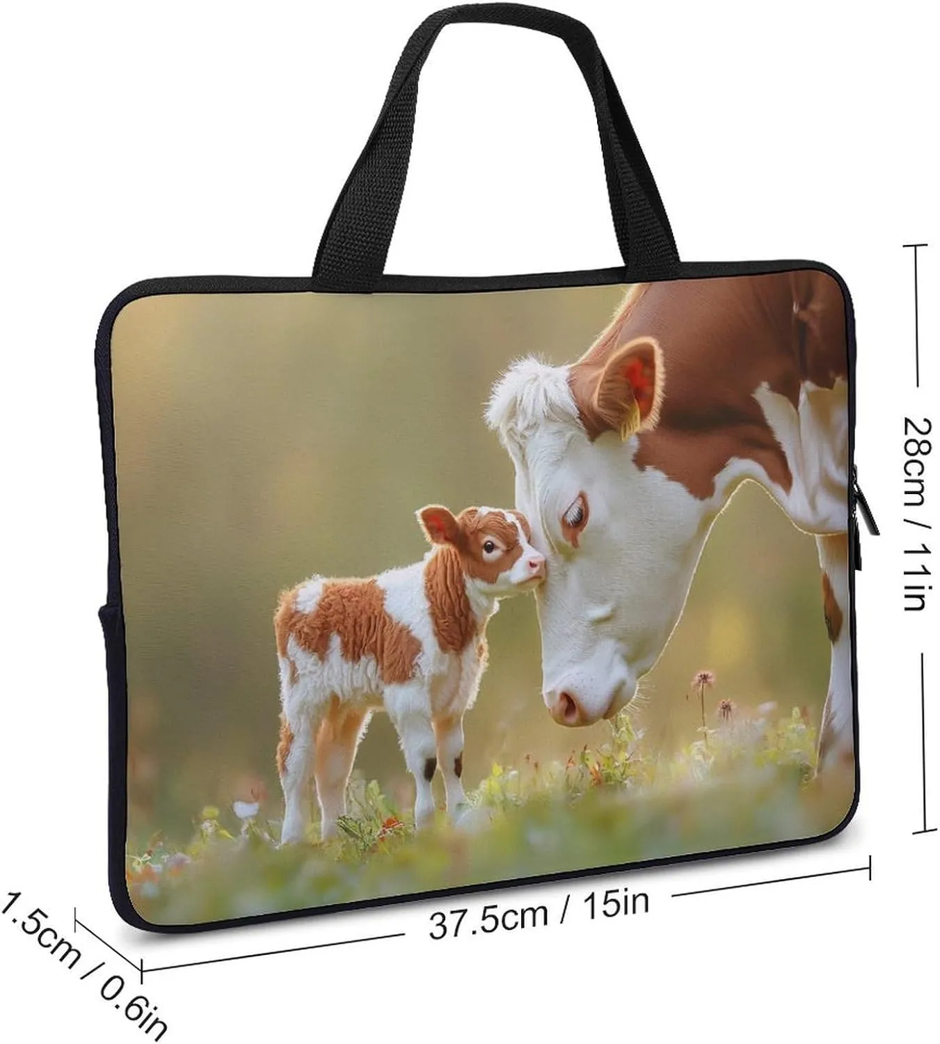 A Cute Calf And Its Mother Laptop Sleeve Bag Computer Carrying Case Laptops Protective Cover for Travel Business