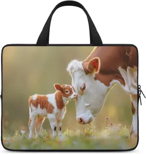 A Cute Calf And Its Mother Laptop Sleeve Bag Computer Carrying Case Laptops Protective Cover for Travel Business