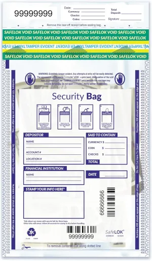 ABC FREEZFraud Coin Money Bank Deposit Bags, 9 x 12, Clear - 100 Bags