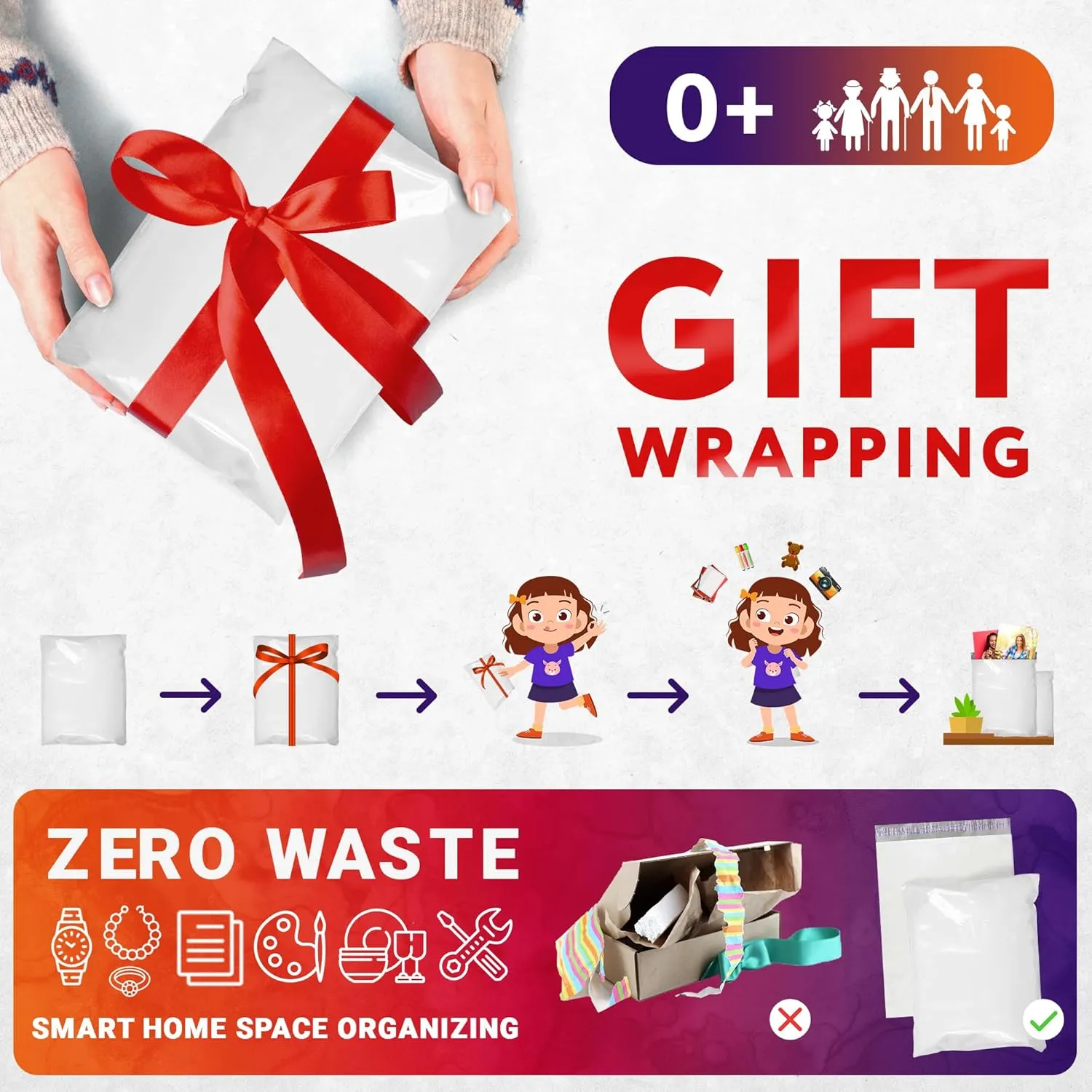 ABC PACK & SUPPLY White Gusseted Poly Mailers, 11 x 13 x 4 Inch. Pack of 100 Expansion Poly Mailers Bags. Shipping Envelopes for Clothing, 2.5 Mil. Plastic Shipping Bags Self Seal. Mailing Packages