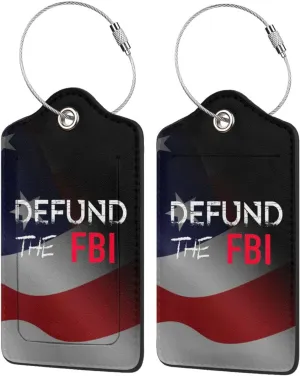 Abolish Defund The FBI 2 Leather Luggage Tags for Bags Gifts for Men Women0, Black