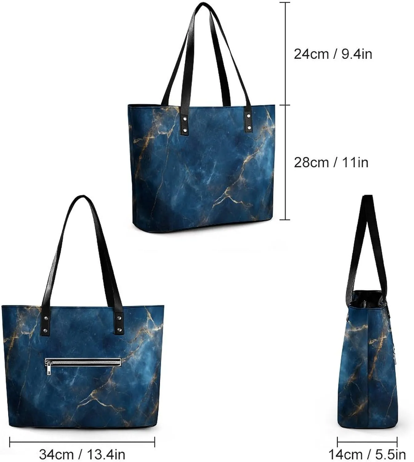 Abstract Brown Black Marble Texture Women Soft Leather Handbags Tote Purses Shoulder Bucket Bags