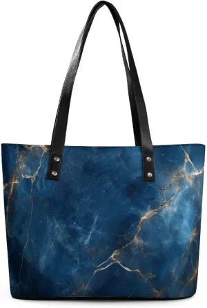 Abstract Brown Black Marble Texture Women Soft Leather Handbags Tote Purses Shoulder Bucket Bags