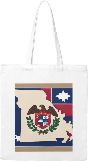 Abstract Missouri State Flag Map04 Print Canvas Tote Bag Reusable Tote Shoulder Bag for Vacation, Shopping, Work, Gym