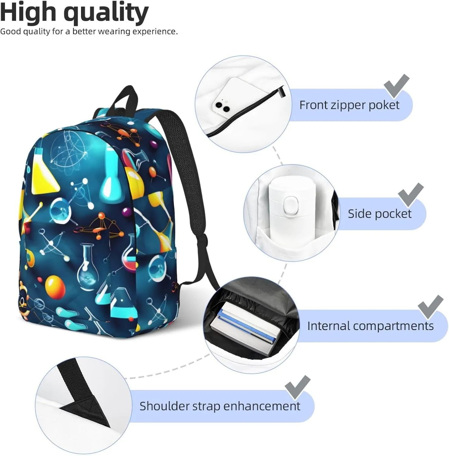 Abstract Science Chemistry Canvas Casual Lightweight Duffel Bag, Fashion Duffel Bag, Casual Daypack, Unisex Travel Backpack