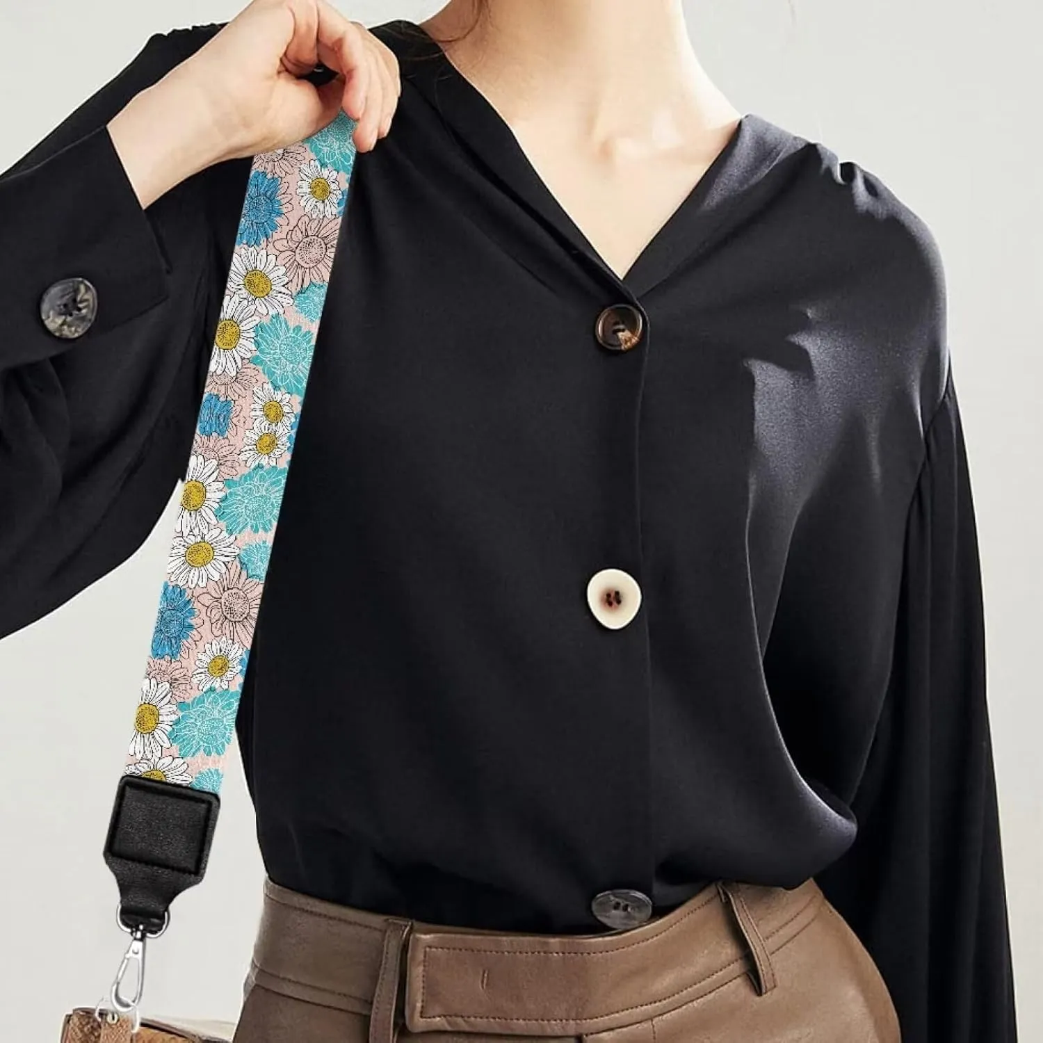 Adjustable Purse Strap for Women, Crossbody Wide Handbag Strap Replacement, Sturdy Bag Strap with Silver Hardware