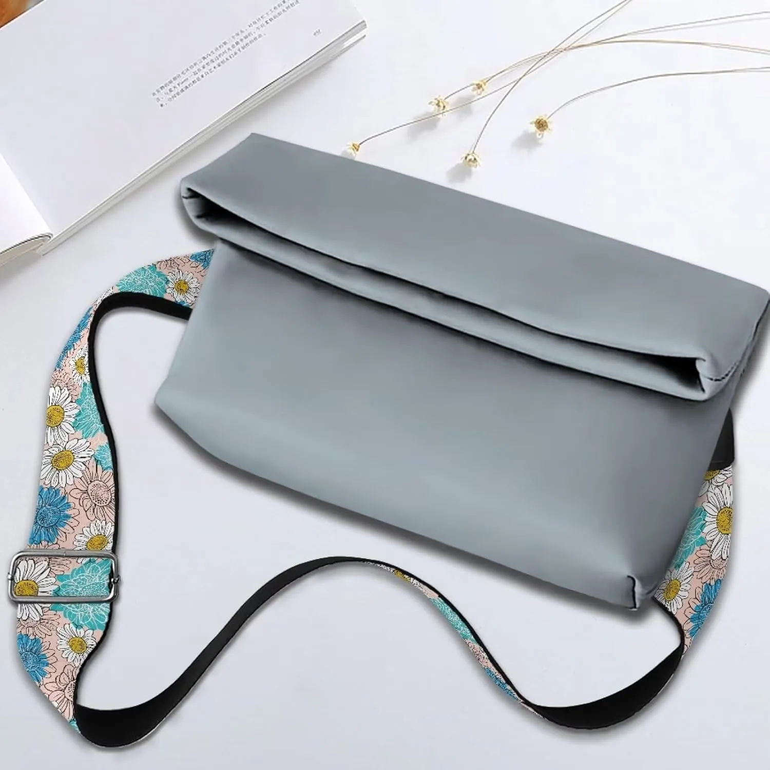 Adjustable Purse Strap for Women, Crossbody Wide Handbag Strap Replacement, Sturdy Bag Strap with Silver Hardware