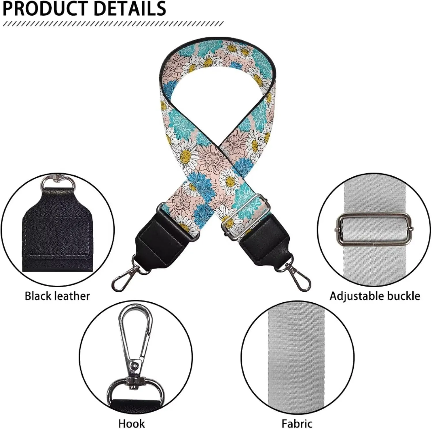 Adjustable Purse Strap for Women, Crossbody Wide Handbag Strap Replacement, Sturdy Bag Strap with Silver Hardware