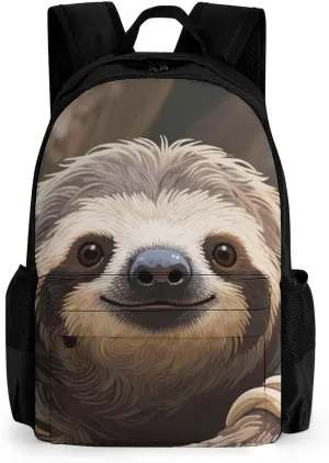 Adults Lightweight Animals Sloth Art Rucksacks Large Capacity Bookbag With Adjustable Shoulder Straps for Trekking Outdoors Bicycle