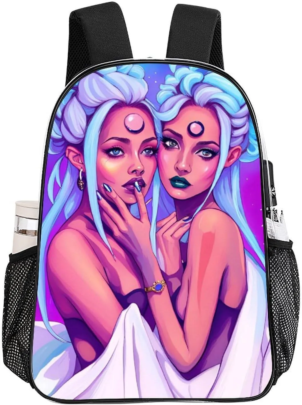 Adults Lightweight Lesbian Moon Goddess Pride Gay Lgbt Women Art Rucksacks Large Capacity Bookbag Transparent Bag for Trekking Outdoors Bicycle