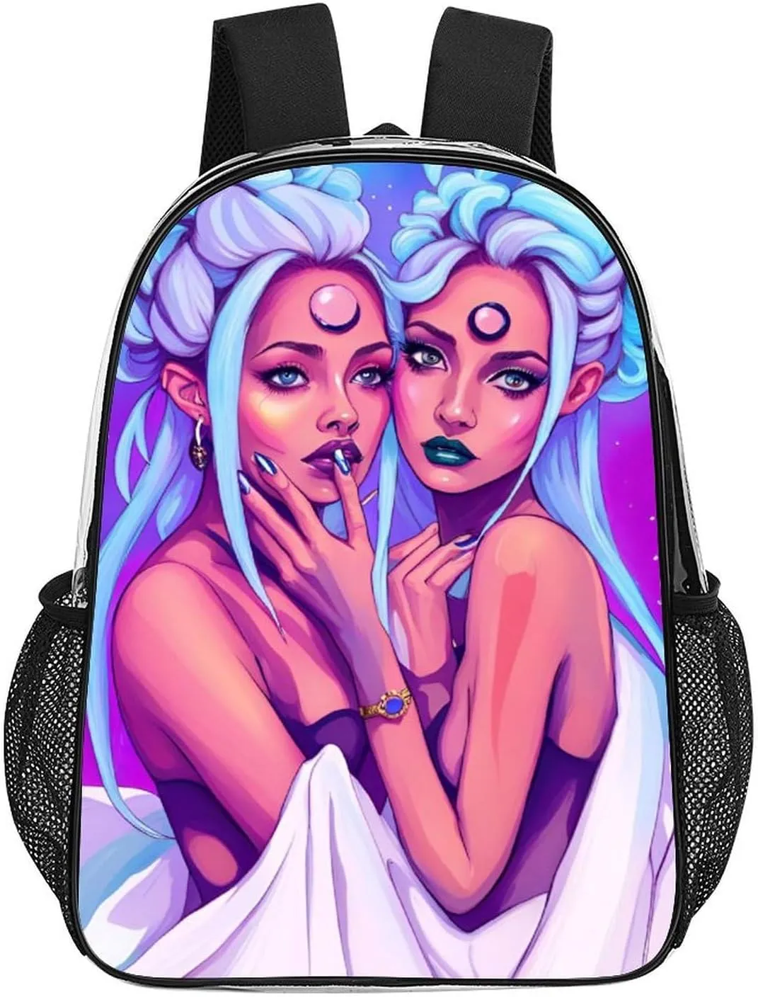 Adults Lightweight Lesbian Moon Goddess Pride Gay Lgbt Women Art Rucksacks Large Capacity Bookbag Transparent Bag for Trekking Outdoors Bicycle