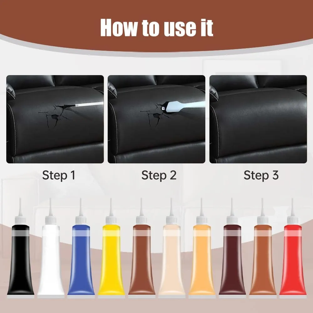 Advanced Leather Repair Gel, 2025 Upgraded Leather Repairs for Car Seat Vinyl Repair Kit, Professional Leather Repairs Kit for Furniture Sofa Couch Jacket Purse Repair Kit (Black)