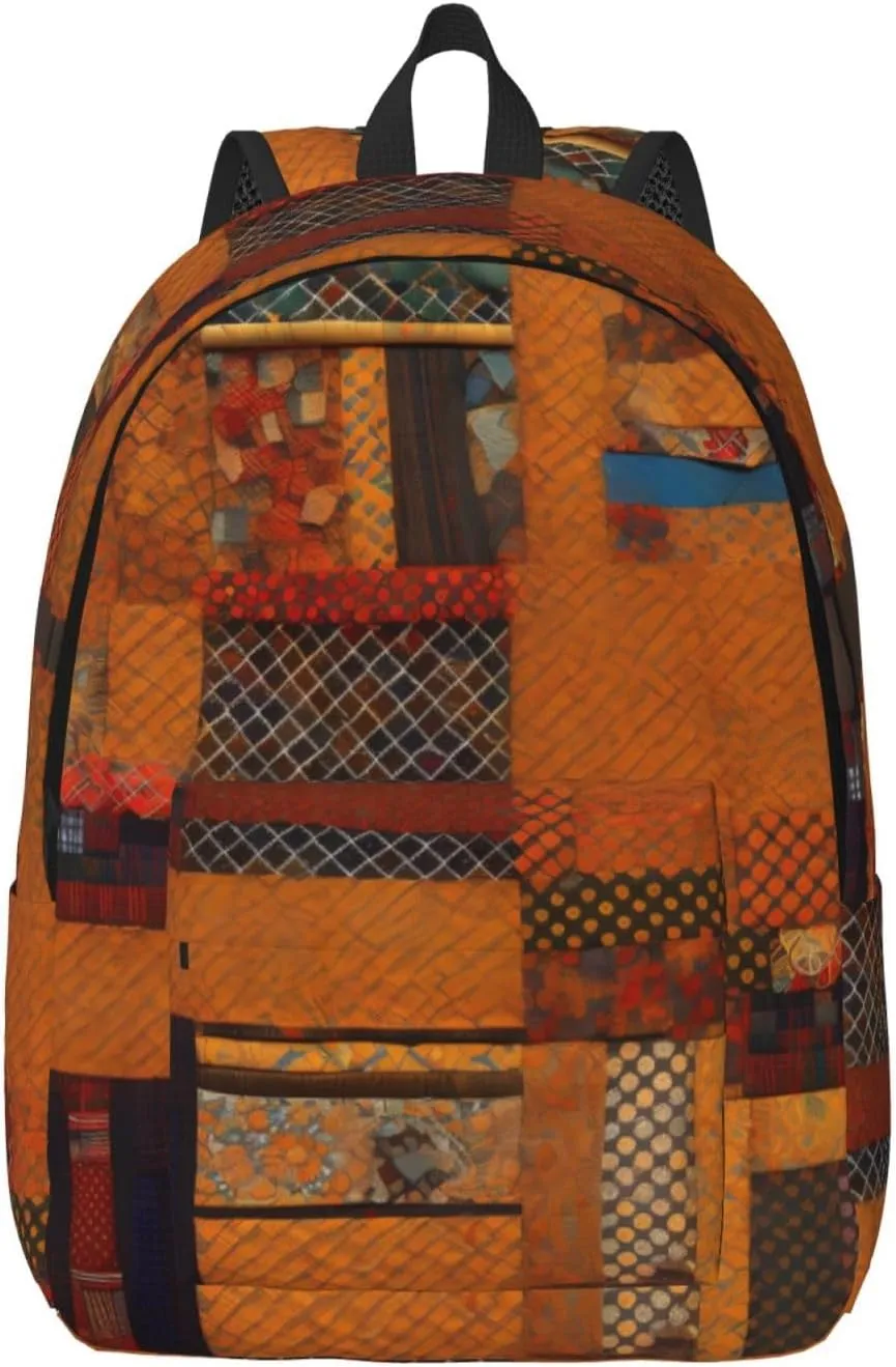 African Textile Patchwork print Large Laptop Backpack for Women, Work Business Backpacks College Bookbag for School