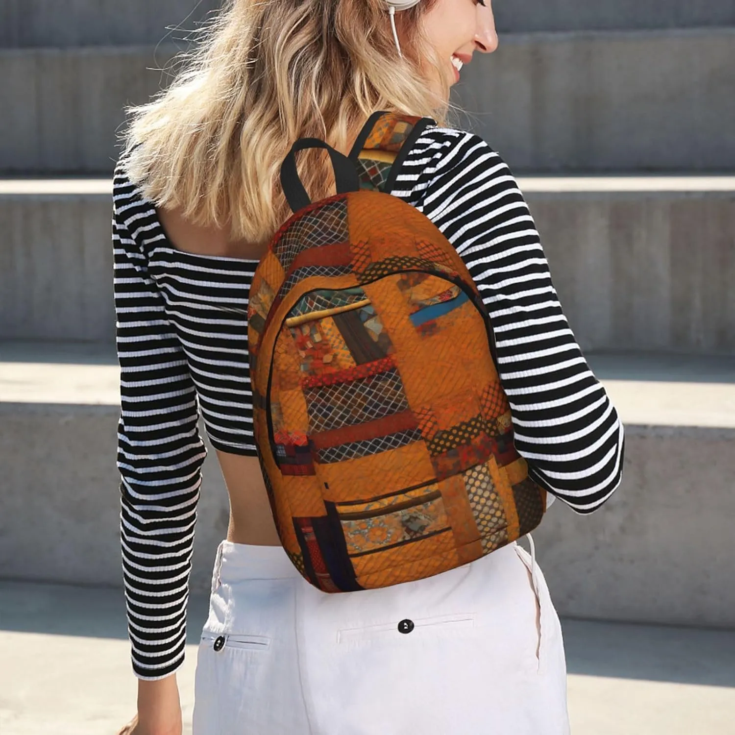 African Textile Patchwork print Large Laptop Backpack for Women, Work Business Backpacks College Bookbag for School